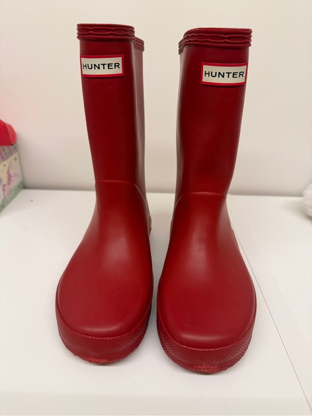 Hunter Kids Red Mid-Calf Rubber Rain Boots